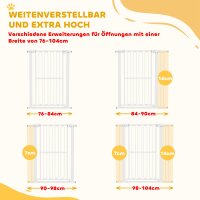 Türschutzgitter Hund, 76-104 cm Absperrgitter ohne Bohren, Treppengitter