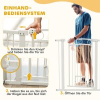 106 cm hohes Haustiergitter mit anpassbarer Breite, integrierte Katzentür, für Treppen und Türrahmen, Weiß