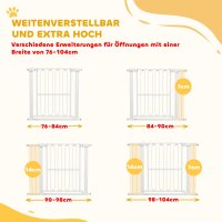 Türschutzgitter Hund, 76-104 cm Absperrgitter ohne Bohren, Treppengitter