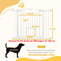 Haustiertor, 77 cm Treppengatter, verstellbare Breite 76-104 cm, mit Katzentür, für Treppen und Türöffnungen, Weiß