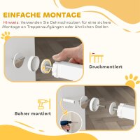 Haustiertor, 77 cm Treppengatter, verstellbare Breite 76-104 cm, mit Katzentür, für Treppen und Türöffnungen, Weiß