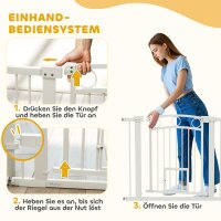 Haustiertor, 77 cm Treppengatter, verstellbare Breite 76-104 cm, mit Katzentür, für Treppen und Türöffnungen, Weiß