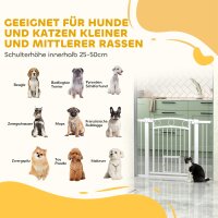 Haustiertor, 77 cm Treppengatter, verstellbare Breite 76-104 cm, mit Katzentür, für Treppen und Türöffnungen, Weiß