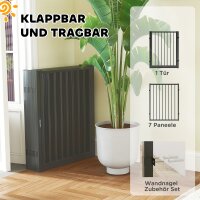 Welpenauslauf, Hundeauslauf, Welpengehege, 8 Paneele mit Tür, faltbarer und tragbarer Hundezaun, Stahl, Schwarz