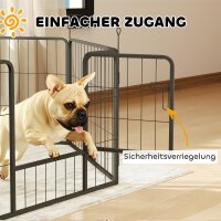 Hundezaun, Haustiergehege, 6 Paneele, Stahl, faltbar, Grau