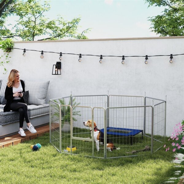 Haustiergehege, Hundezaun, Haustierspielplatz, flexibel anpassbar, rostfreier Stahl