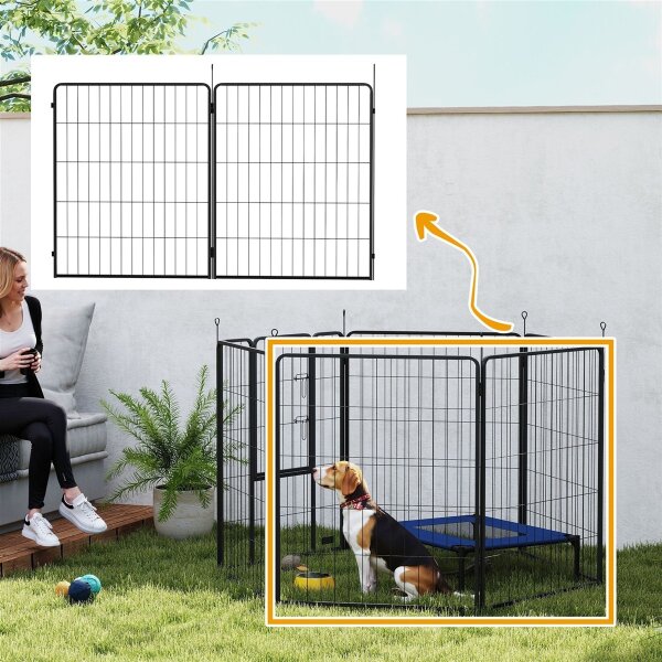 2er-Set Erweiterung für Welpengehege, Hundezaun-Paneele, Haustierspielplatz, Welpenzaun aus Stahl, Grau