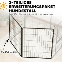 2er-Set Erweiterung für Welpengehege, Hundezaun-Paneele, Haustierspielplatz, Welpenzaun aus Stahl, Grau