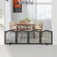 Absperrgitter Hund Freistehendes Schutzgitter mit Füßen, Klappbar Hundegitter, 4 Paneelen, 208 x 29,5 x 61 cm, Schwarz