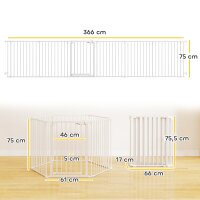 Haustierzaun, 6-Panel-Barriere mit Tür, faltbar, für kleine & mittelgroße Hunde, Kunststoff, Kohlenstoffstahl, Weiß