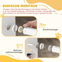 Treppenschutzgitter Türschutzgitter mit Katzenklappe ohne Bohren 75-85 cm aus Stahl für Hunde, Treppen, Tür, Weiß