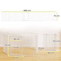 Haustierzaun, 8-Panel-Barriere mit Tür, faltbar, für kleine & mittelgroße Hunde, Kunststoff, Kohlenstoffstahl, Weiß