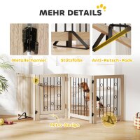 Freistehendes Haustiertor, Hundegitter mit Tür, 4 Paneele, für Flur, Treppe, Türrahmen, MDF, Stahl