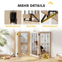 Freistehendes Haustiertor, Hundegitter mit Tür, 4 Paneele, für Flur, Treppe, Türrahmen, MDF, Stahl