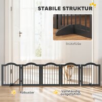 Absperrgitter Hund Freistehendes Schutzgitter mit Füßen, Klappbar Hundegitter, 5 Paneelen, 261,5 x 29,5 x 61 cm, Schwarz