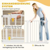 Treppenschutzgitter Absperrgitter ohne Bohren mit automatische Schließung für Kinder Küche Treppe 76-88 x 76 cm Weiß