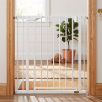 Treppenschutzgitter Absperrgitter ohne Bohren mit automatische Schließung für Kinder Küche Treppe 76-88 x 76 cm Weiß