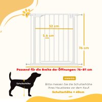 Treppenschutzgitter Absperrgitter ohne Bohren mit automatische Schließung für Kinder Küche Treppe 76-81 x 76 cm Weiß