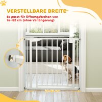 Treppenschutzgitter Absperrgitter ohne Bohren mit automatische Schließung für Kinder Küche Treppe 76-81 x 76 cm Weiß