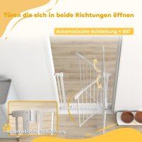Treppenschutzgitter Absperrgitter ohne Bohren mit automatische Schließung für Kinder Küche Treppe 76-81 x 76 cm Weiß