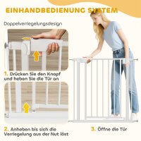 Treppenschutzgitter Absperrgitter ohne Bohren mit automatische Schließung für Kinder Küche Treppe 76-81 x 76 cm Weiß