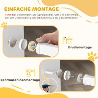 Treppenschutzgitter Absperrgitter ohne Bohren mit automatische Schließung für Kinder Küche Treppe 76-81 x 76 cm Weiß