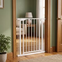 Treppenschutzgitter Absperrgitter ohne Bohren mit automatische Schließung für Kinder Küche Treppe 76-81 x 76 cm Weiß