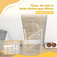 Treppenschutzgitter Absperrgitter ohne Bohren mit automatische Schließung für Kinder Küche Treppe 76-80 x 76 cm Weiß