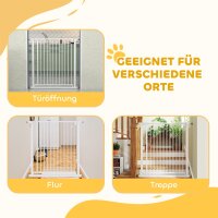 Treppenschutzgitter Absperrgitter ohne Bohren mit automatische Schließung für Kinder Küche Treppe 76-80 x 76 cm Weiß