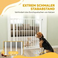 Treppenschutzgitter Absperrgitter ohne Bohren mit automatische Schließung für Kinder Küche Treppe 76-80 x 76 cm Weiß