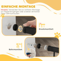 Haustiertor, 77 cm Treppengatter, verstellbare Breite 76-104 cm, mit Katzentür, für Treppen und Türöffnungen, Schwarz