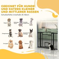 Haustiertor, 77 cm Treppengatter, verstellbare Breite 76-104 cm, mit Katzentür, für Treppen und Türöffnungen, Schwarz
