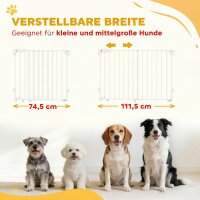 Treppenschutzgitter Türschutzgitter 74,5-111,5cm Türgitter mit Auto-Close Beidseitige Einhand Öffnung Weiß