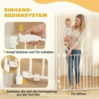 Treppenschutzgitter Türschutzgitter 74,5-111,5cm Türgitter mit Auto-Close Beidseitige Einhand Öffnung Weiß