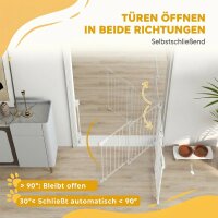 Treppenschutzgitter Türschutzgitter 74,5-111,5cm Türgitter mit Auto-Close Beidseitige Einhand Öffnung Weiß