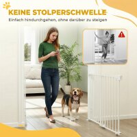 Treppenschutzgitter Türschutzgitter 74,5-111,5cm Türgitter mit Auto-Close Beidseitige Einhand Öffnung Weiß