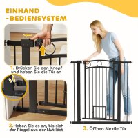 106 cm hohes Haustiergitter mit anpassbarer Breite, integrierte Katzentür, für Treppen und Türrahmen, Schwarz
