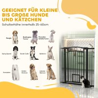 106 cm hohes Haustiergitter mit anpassbarer Breite, integrierte Katzentür, für Treppen und Türrahmen, Schwarz