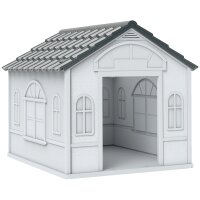 Hundehütte mit Satteldach, wetterfest, Kunststoff,...