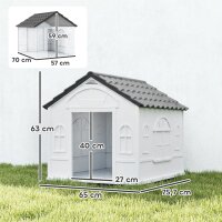 Hundehütte mit Satteldach, wetterfest, Kunststoff, 65 x 75,7 x 63 cm, Grau