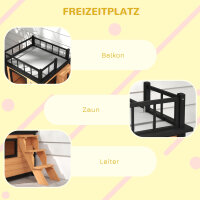 Hundehütte mit Dachterrasse, wetterfest, Holz, 121x77x78cm, Schwarz/Gelb