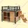 Hundehütte mit Dachterrasse, wetterfest, Holz, 121x77x78cm, Schwarz/Gelb