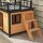 Hundehütte mit Dachterrasse, wetterfest, Holz, 121x77x78cm, Schwarz/Gelb