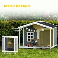 Hundehütte wetterfestes Erhöhtes Hundehaus aus Holz mit Asphaltdach, Terrasse, für mittelgroße Hunde 103x107x83,5cm Grau