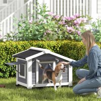Hundehütte wetterfestes Hundehaus aus Holz mit...