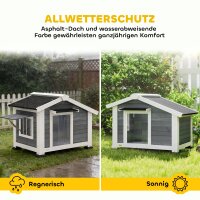 Hundehütte wetterfestes Hundehaus aus Holz mit herausnehmbarem Boden Asphaltdach öffnendem Fenster 98x76x69,5 cm Grau