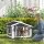 Hundehütte wetterfestes Hundehaus aus Holz mit herausnehmbarem Boden Asphaltdach öffnendem Fenster 98x76x69,5 cm Grau