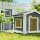 Hundehütte wetterfestes Hundehaus aus Holz mit herausnehmbarem Boden Asphaltdach öffnendem Fenster 98x76x69,5 cm Grau