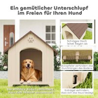 Hundehütte wetterfestes Hundehaus 88 x 79 x 89 cm Erhöhte Hundehöhle mit aufklappbarem Asphaltdach, Bodenankern