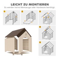 Hundehütte wetterfestes Hundehaus 88 x 79 x 89 cm Erhöhte Hundehöhle mit aufklappbarem Asphaltdach, Bodenankern